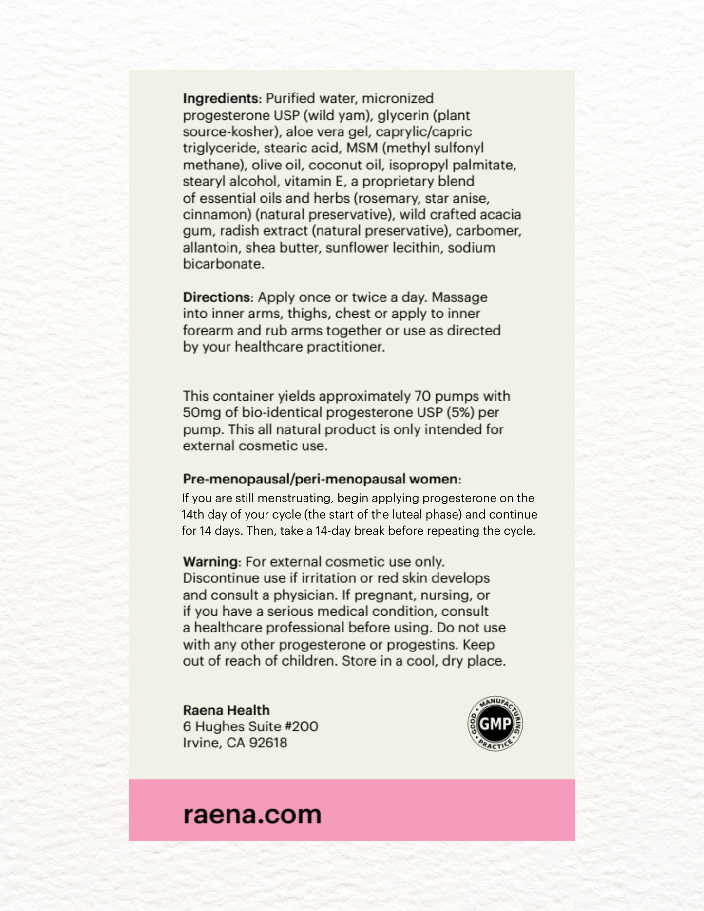 The Natural Progesterone Cream 50mg