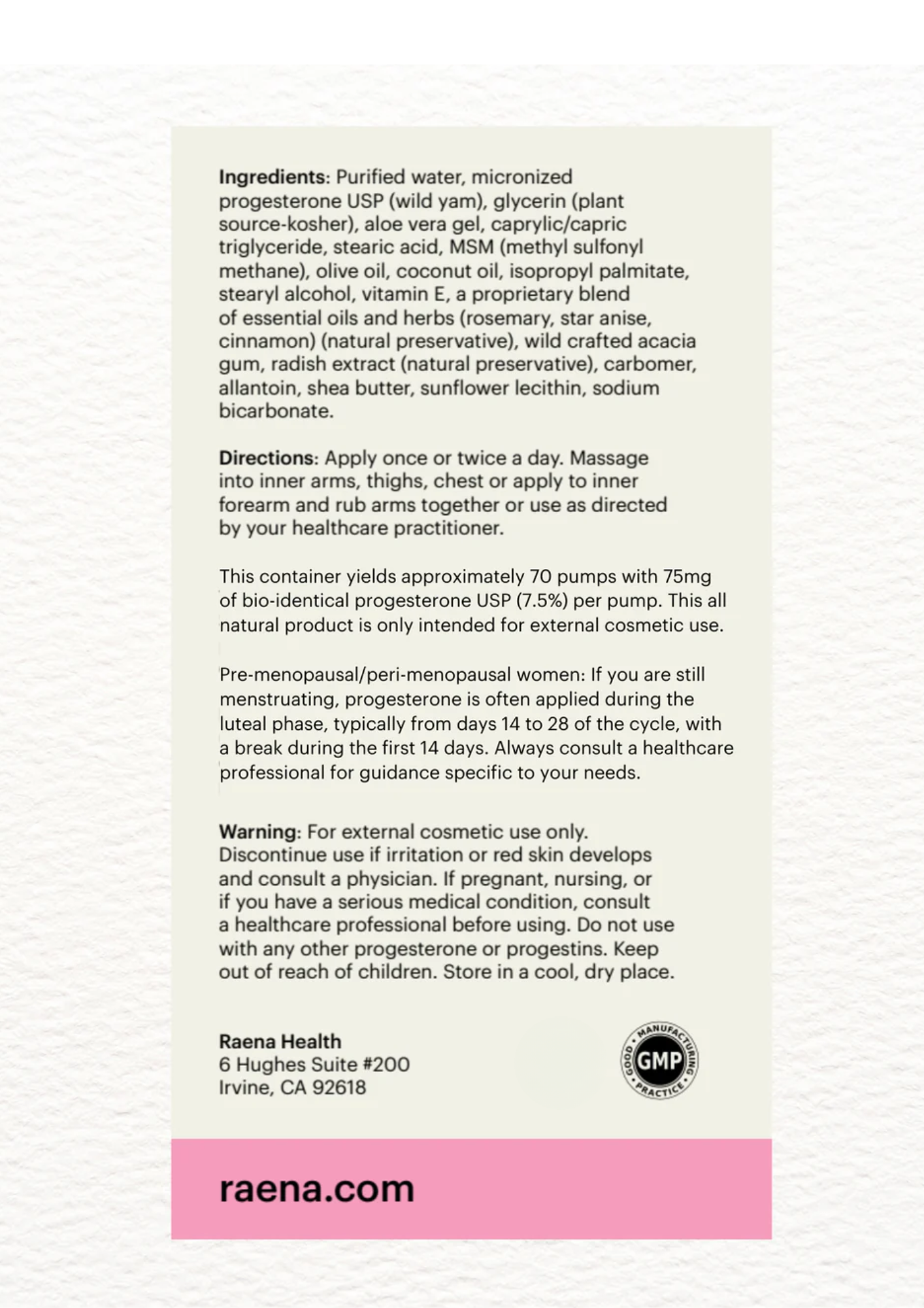 The Natural Progesterone Cream 75mg