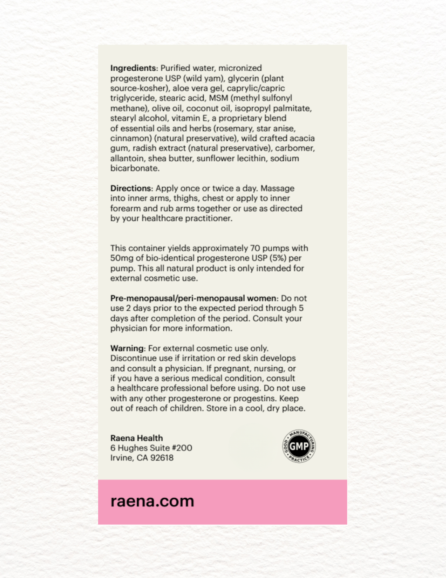 The Natural Progesterone Cream 50mg