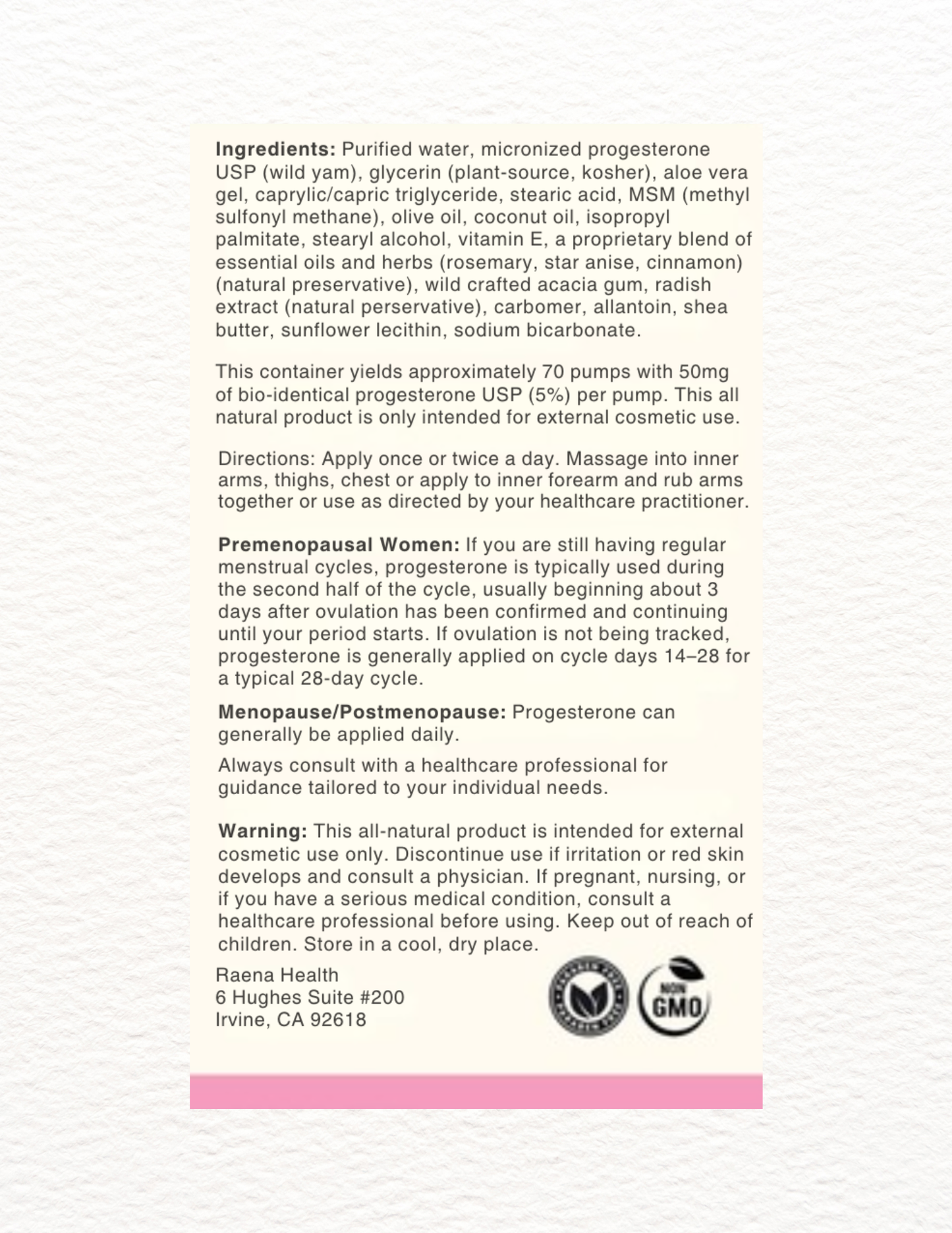 The Natural Progesterone Cream 50 mg